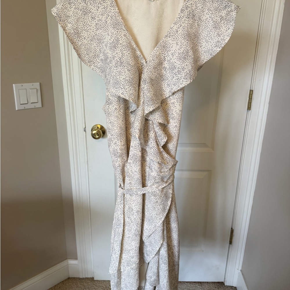 Gilli Cream Dot-Print Maxi Dress with Ruffle Details